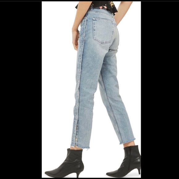Sold** Topshop Side snap straight leg jeans size 28 - Picture 3 of 6